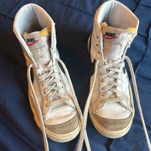 Nike High-Top Sneakers in White and Tan